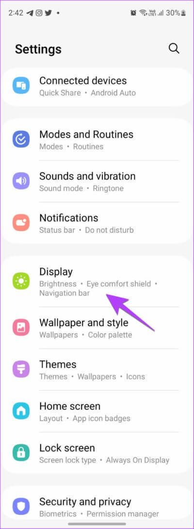 Samsung-Galaxy-Phone-Display-Setting-566x1536-1 كيفية تشغيل الوضع الداكن أو إيقاف تشغيله على هواتف Samsung Galaxy