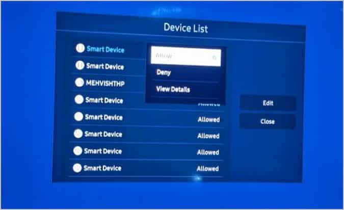 Samsung-TV-Remove-connected-device 15 طريقة لإصلاح عدم عمل عكس الشاشة أو Cast على تلفزيون Samsung
