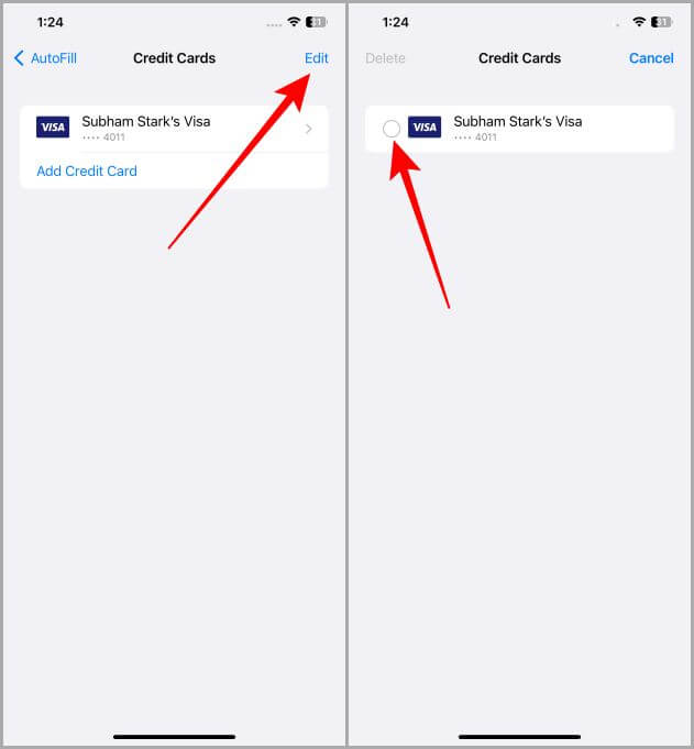 Saved-Credit-in-Safari-on-iOS كيفية إضافة وإزالة وتحديث بطاقات الائتمان في Safari على iPhone