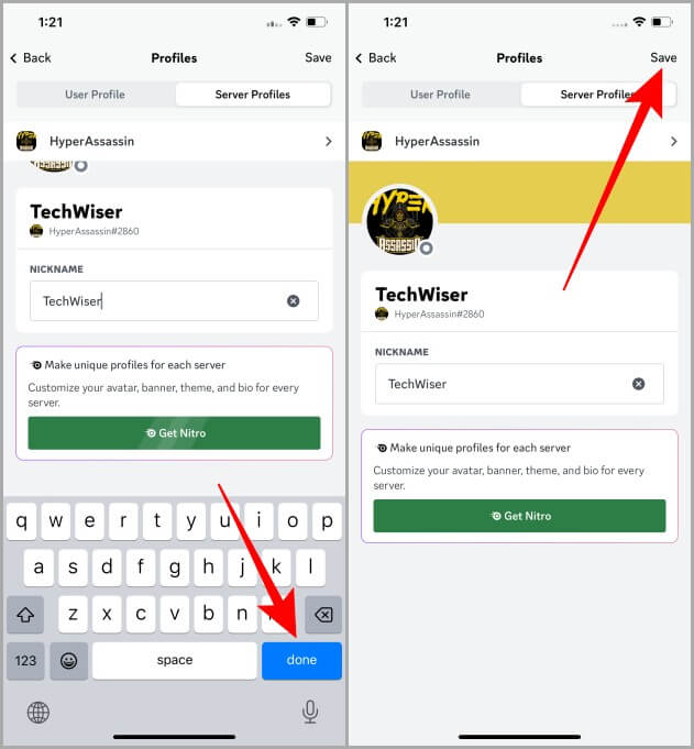 Saving-Nickname-Discord-iOS كيفية تغيير الاسم المستعار لخادم Discord على الويب والجوال