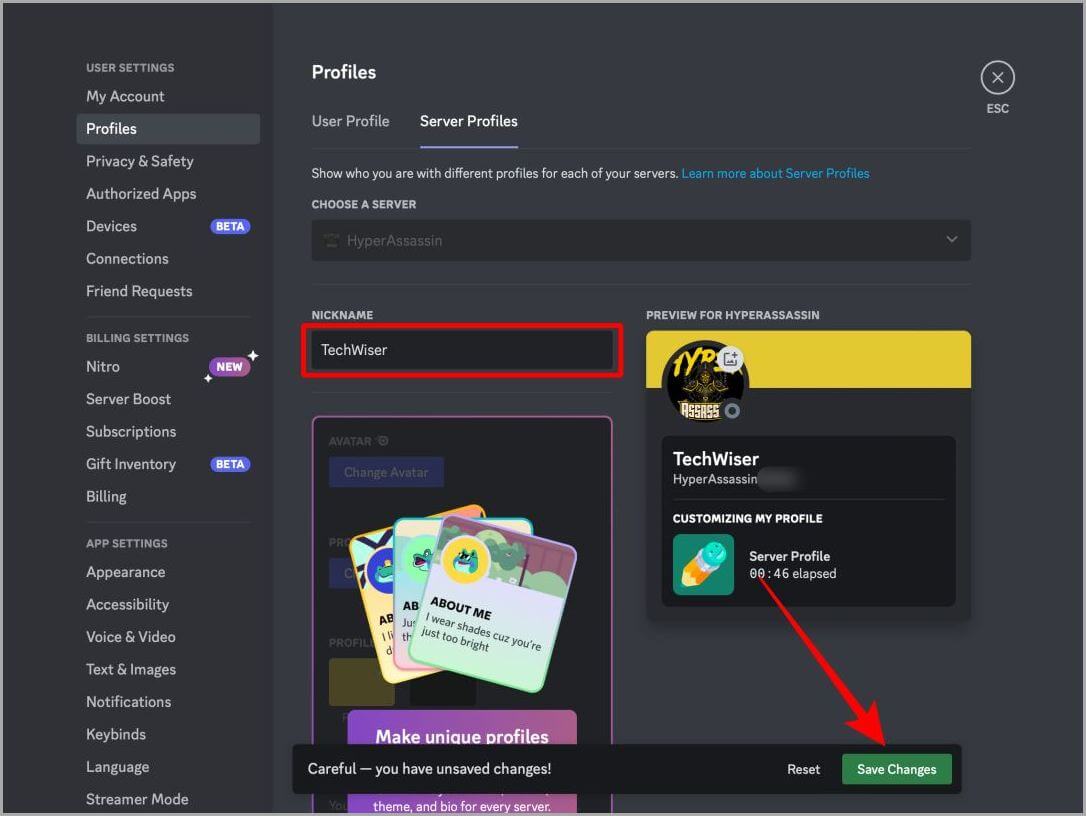 Saving-Nickname-on-Discord-Web-1 كيفية تغيير الاسم المستعار لخادم Discord على الويب والجوال