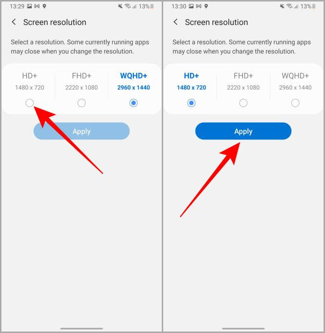 Screen Resolution Settings Samsung Galaxy - 15 طريقة لإصلاح هواتف Samsung Galaxy تستنزف البطارية بشكل أسرع
