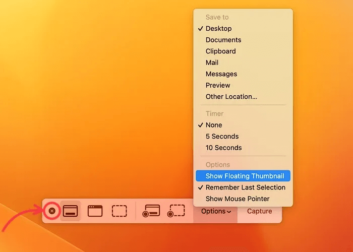 Screenshots-utilities-close-1.jpeg كيفية تعطيل معاينة لقطة الشاشة المصغرة على Mac