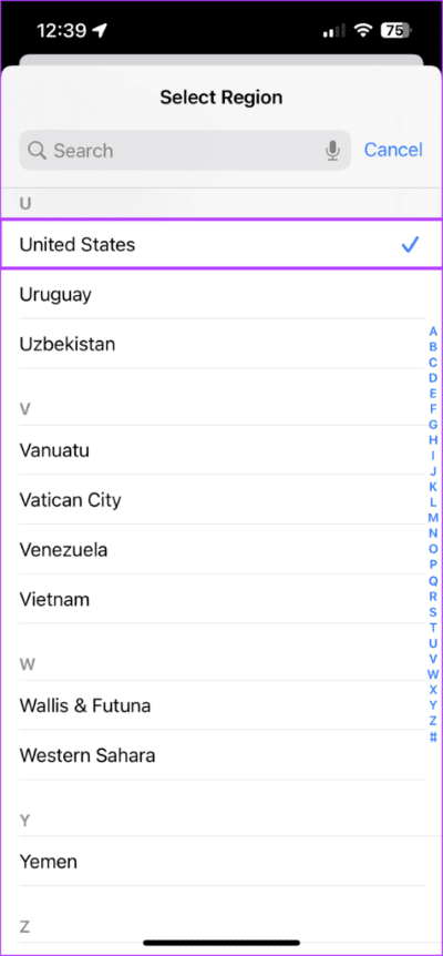 Select-United-States-475x1024-2 أفضل 6 طرق لإصلاح عدم عمل البحث المرئي Visual Look Up على iPhone