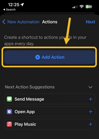 Shortcuts-app-add-action-to-a-condition.png كيف تجعل iPhone يخطرك عندما تكون البطارية عند 80٪