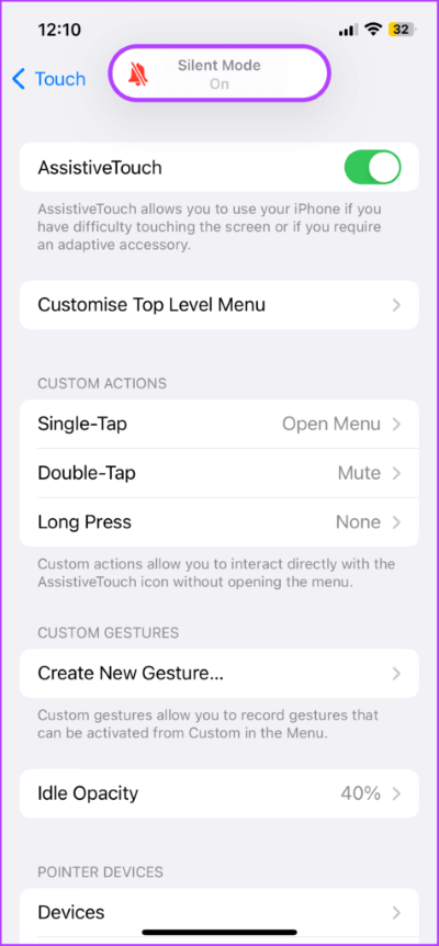 Silence-iPhone-Without-Switch-via-AssistiveTouch-10-475x1024-1 3 طرق لتشغيل أو إيقاف تشغيل الوضع الصامت على iPhone بدون مفتاح