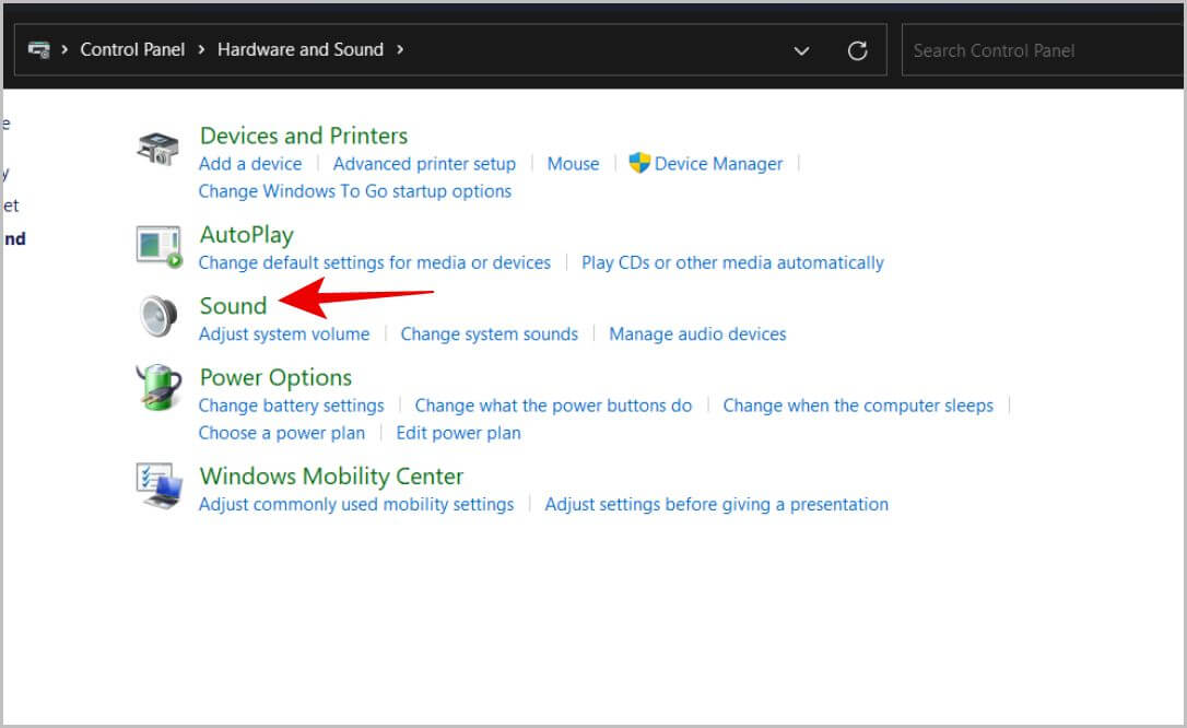 Sound-option-on-Control-Panel كيفية ضبط قنوات الصوت اليمنى واليسرى على Windows 11 و 10