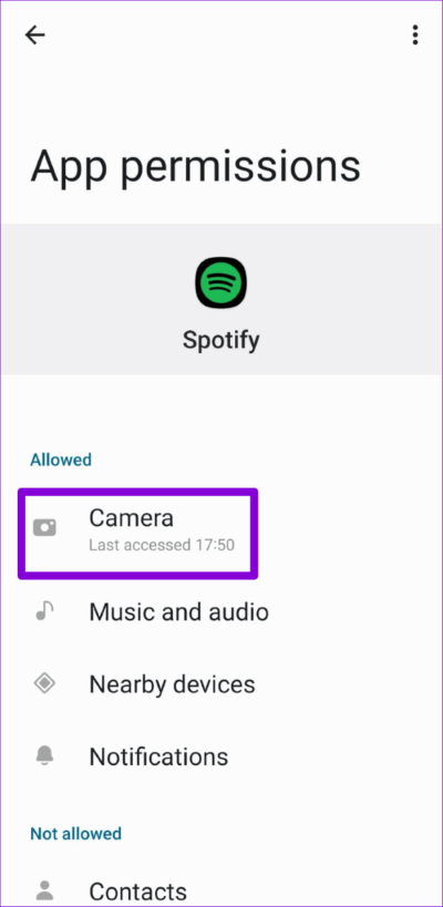 Spotify-App-Permissions-on-Android-500x1024-1 أفضل 8 طرق لإصلاح عدم عمل بحث Spotify على Android و iPhone