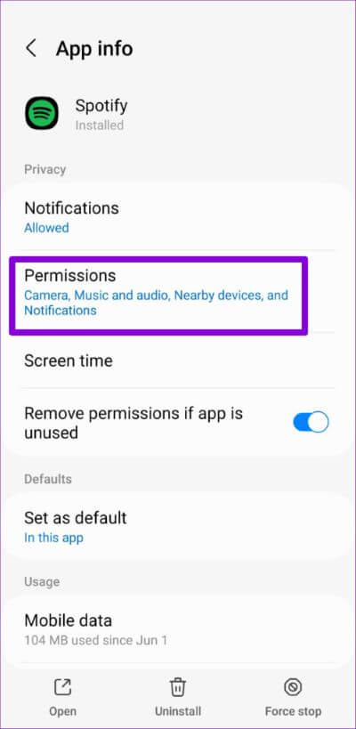Spotify-Permissions-on-Android-500x1024-1 أفضل 8 طرق لإصلاح عدم عمل بحث Spotify على Android و iPhone