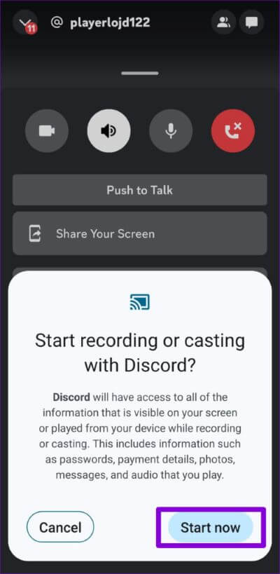 Start-Sharing-Screen-on-Discord-Video-Call-500x1024-1 كيفية مشاركة الشاشة في Discord على سطح المكتب والجوال
