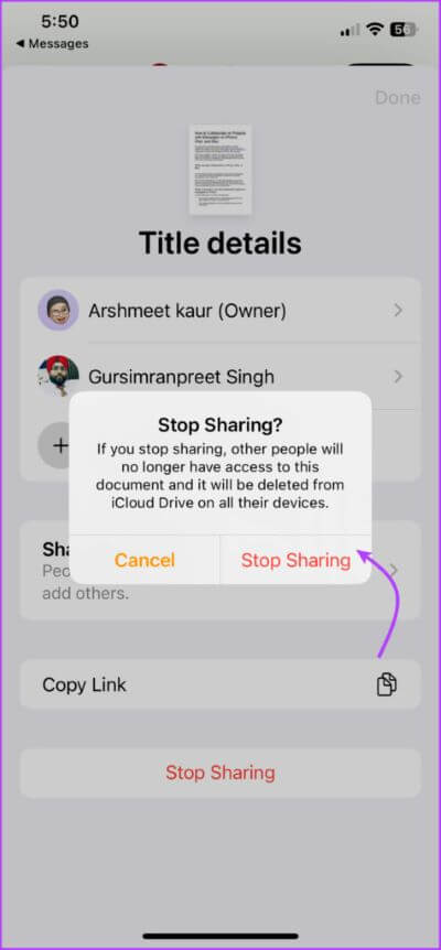 Stop-collaborating-on-a-project-in-Messages-2-475x1024-1 كيفية التعاون في المشاريع باستخدام الرسائل على iPhone و iPad و Mac