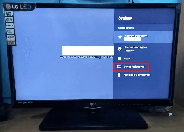 TV-WiFi-Not-Connecting-Device-Preferences-Menu.jpg التلفزيون غير متصل بشبكة Wi-Fi؟ إليك كيفية إصلاح المشكلة
