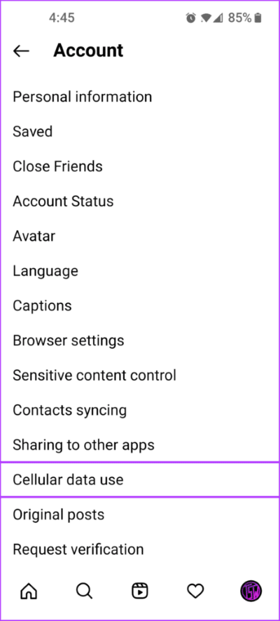 Tap-Cellular-Data-Use-463x1024-1 كيفية تشغيل الفيديوهات المرفوعة عالية الجودة في Instagram