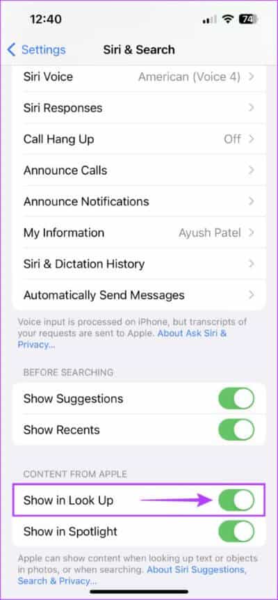 Tap-on-Show-in-Look-Up-475x1024-1 أفضل 6 طرق لإصلاح عدم عمل البحث المرئي Visual Look Up على iPhone