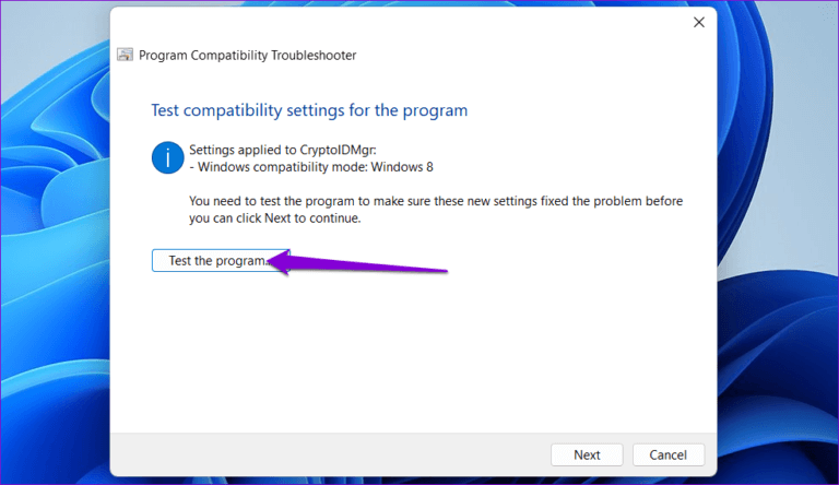 Test-the-Program-in-Windows-768x444-1 أفضل 6 طرق لإصلاح خطأ لا يمكن تشغيل هذا التطبيق على جهاز الكمبيوتر Windows 11