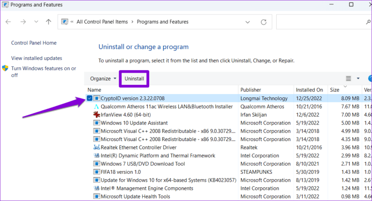 Uninstall-Program-in-Windows-11-768x415-1 أفضل 6 طرق لإصلاح خطأ لا يمكن تشغيل هذا التطبيق على جهاز الكمبيوتر Windows 11