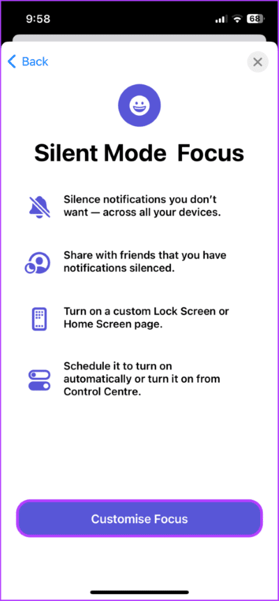 Use-Focus-to-Silence-iPhone-Without-Mute-Button-5-475x1024-1 3 طرق لتشغيل أو إيقاف تشغيل الوضع الصامت على iPhone بدون مفتاح