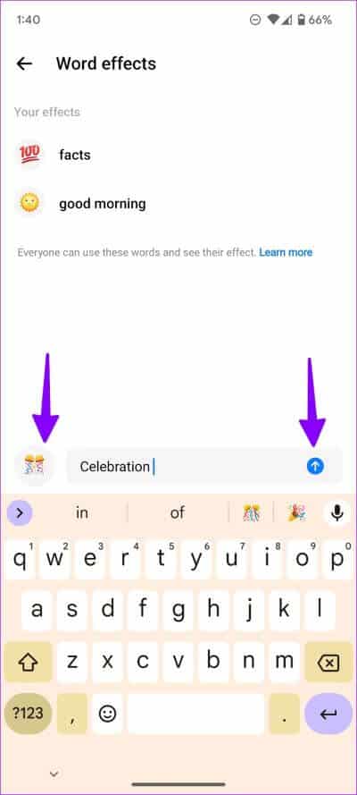 Use-special-effects-for-words-in-Facebook-Messenger-8 كيفية إضافة مؤثرات خاصة للكلمات على Facebook Messenger