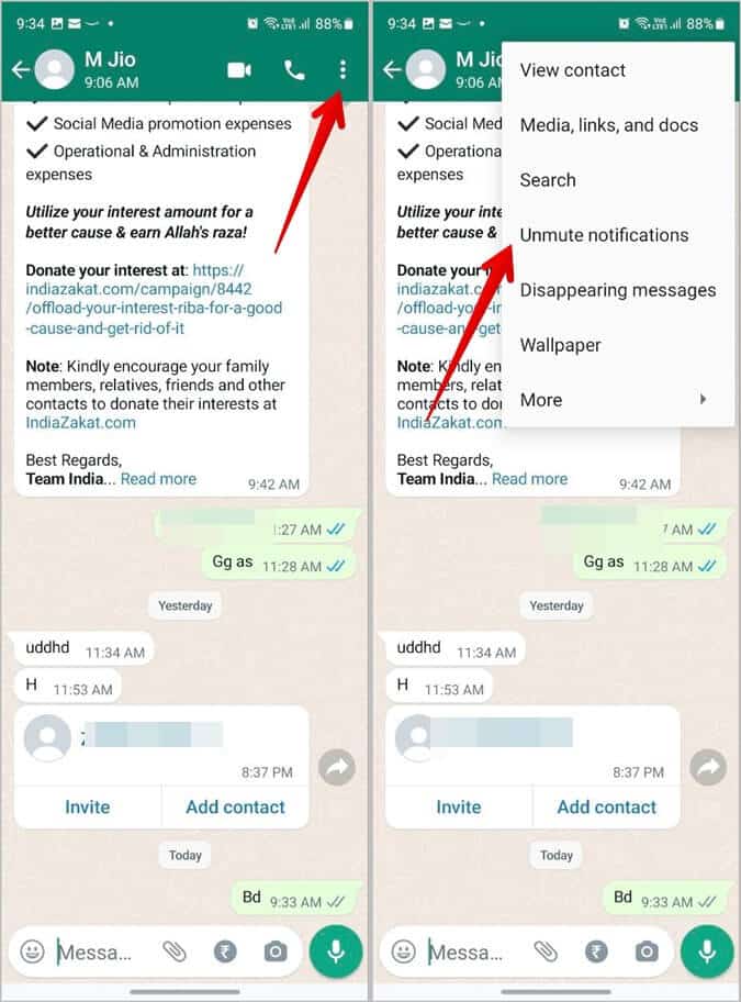 WhatsApp-Android-Unmute-Chat-Notifications كيفية إلغاء كتم صوت الدردشات والحالة والمكالمات على WhatsApp