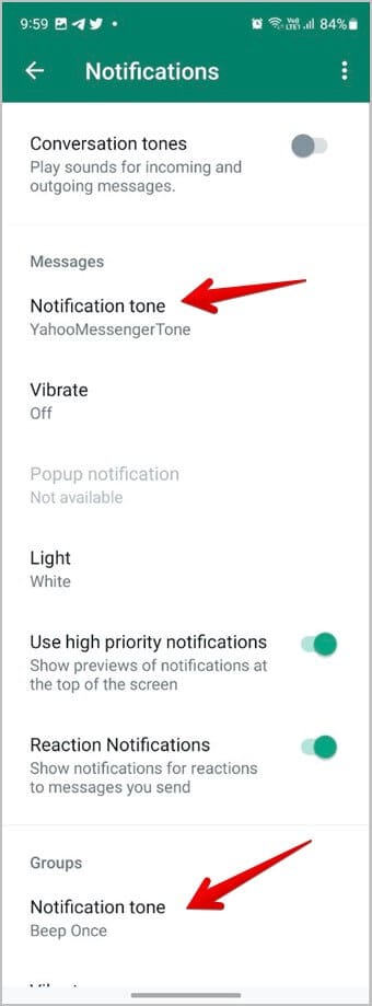 WhatsApp-Notification-settings-Android كيفية إلغاء كتم صوت الدردشات والحالة والمكالمات على WhatsApp