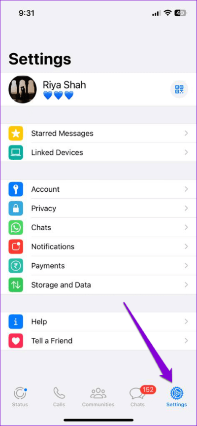 WhatsApp-Settings-on-iPhone-1-474x1024-1 كيفية طلب وتنزيل معلومات حساب WhatsApp الخاص بك