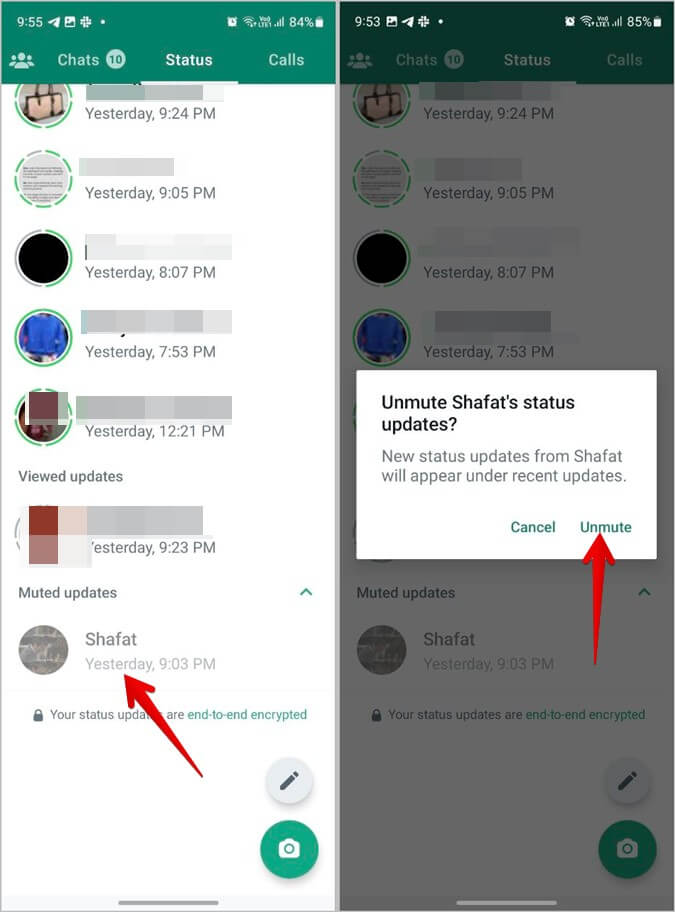 WhatsApp-Status-unmute كيفية إلغاء كتم صوت الدردشات والحالة والمكالمات على WhatsApp