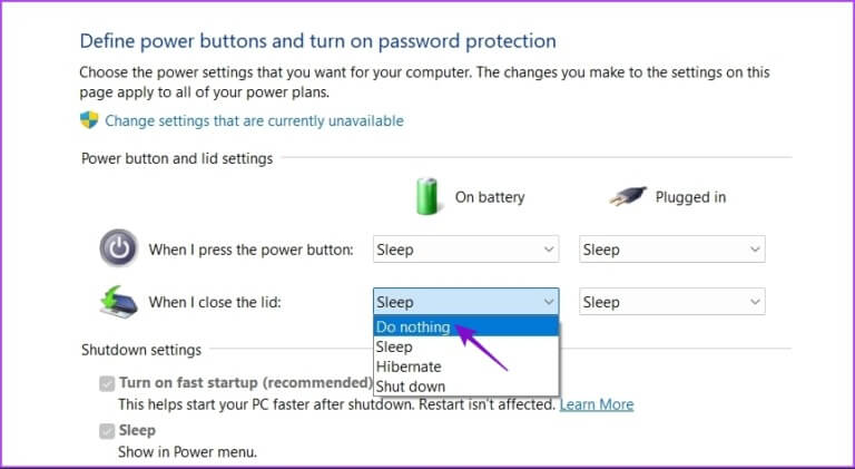 When-I-close-the-lid-option-768x421-1 أفضل 7 إصلاحات لذهاب الكمبيوتر إلى النوم بشكل عشوائي على Windows 11