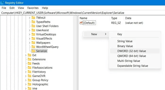 Windows-Registry-Hacks-Serialize-New-DWORD.jpg 16 إختراق لسجل Windows مفيد لتحسين تجربتك