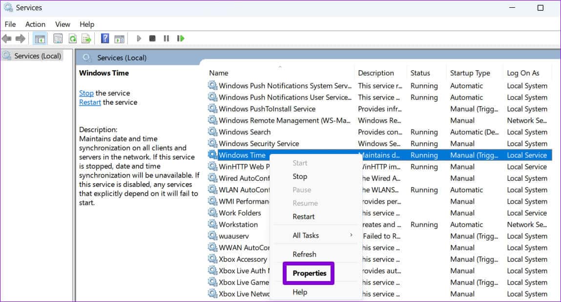 Windows-Time-Service أفضل 6 طرق لإصلاح التوقيت الخاطئ (ضبط الوقت) على Windows 11