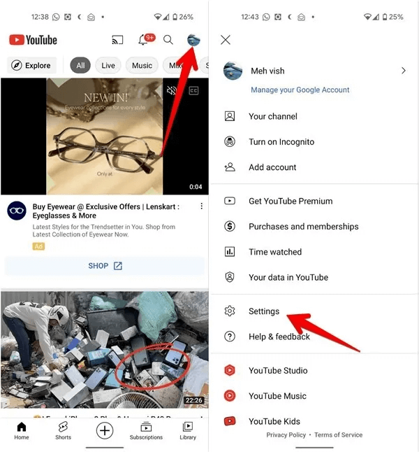 YouTube-Mobile-Settings.jpg كيفية الإيقاف المؤقت ومسح سجل YouTube