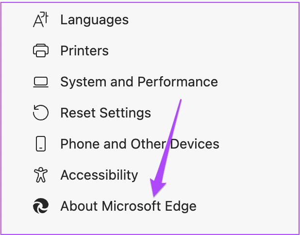 about-microsoft-edge-settings-mac أفضل 7 إصلاحات لعدم تشغيل مقاطع فيديو YouTube على نظام Mac