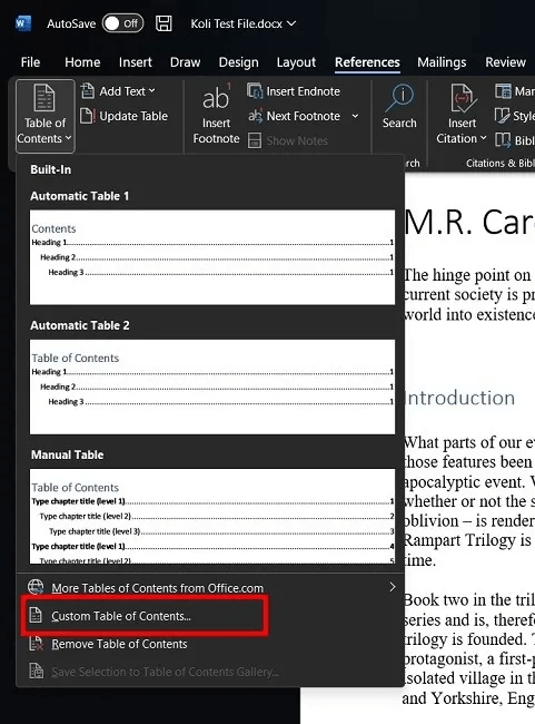 كيفية إضافة جدول محتويات في Microsoft Word - %categories