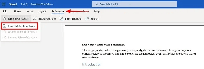 add-toc-word-web-insert-toc.jpg كيفية إضافة جدول محتويات في Microsoft Word