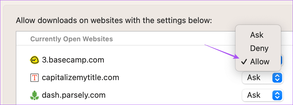 allow-website-downloads-safari-mac أفضل 9 إصلاحات لعدم تنزيل الملفات Safari على نظام Mac