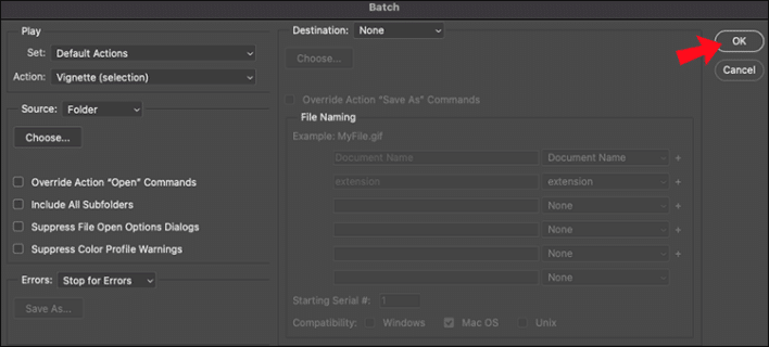 batch-5 كيفية تغيير حجم الملفات دفعة واحدة في برنامج Photoshop