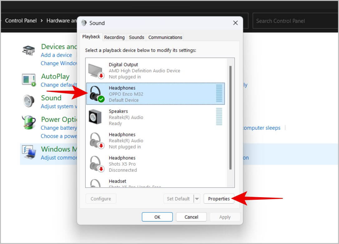 checking-properties-of-earphones-on-Windows-1 كيفية ضبط قنوات الصوت اليمنى واليسرى على Windows 11 و 10