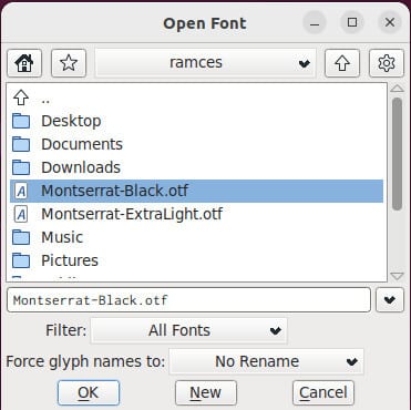 convert-fonts-ubuntu-05-open-otf-file كيفية تحويل الخطوط إلى تنسيق ttf. في Ubuntu