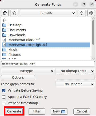 convert-fonts-ubuntu-09-generate-new-ttf-fonts كيفية تحويل الخطوط إلى تنسيق ttf. في Ubuntu