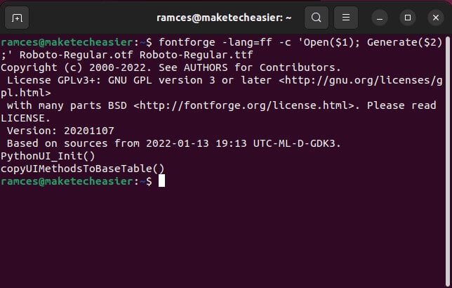 كيفية تحويل الخطوط إلى تنسيق ttf. في Ubuntu - %categories
