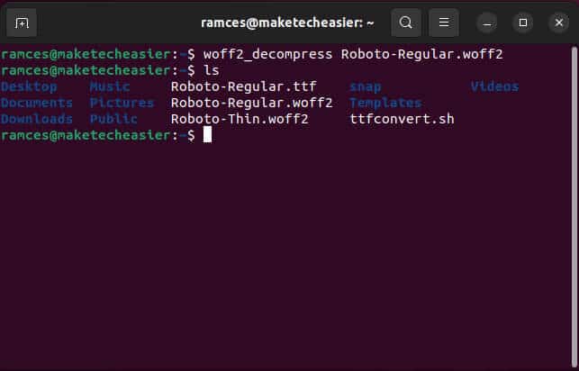 convert-fonts-ubuntu-14-simple-woff2-conversion كيفية تحويل الخطوط إلى تنسيق ttf. في Ubuntu