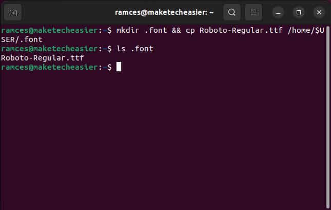 convert-fonts-ubuntu-17-create-fonts-directory كيفية تحويل الخطوط إلى تنسيق ttf. في Ubuntu