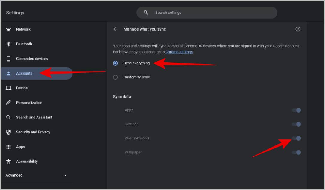 enabling-chrome-sync-for-wifi-networks-on-ChromeOS 8 ميزات فريدة لتكامل نظام التشغيل ChromeOS ونظام Android