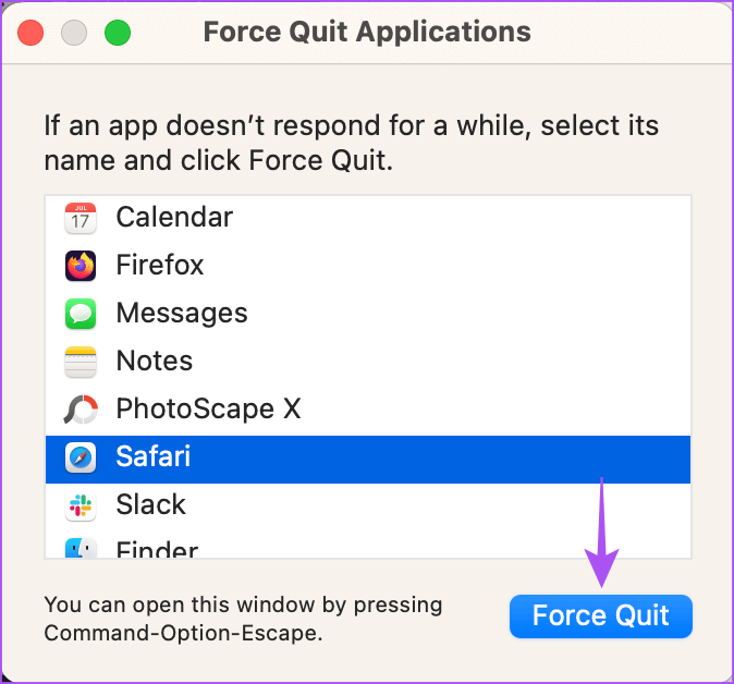 force-quit-browser-mac أفضل 7 إصلاحات لعدم تشغيل مقاطع فيديو YouTube على نظام Mac