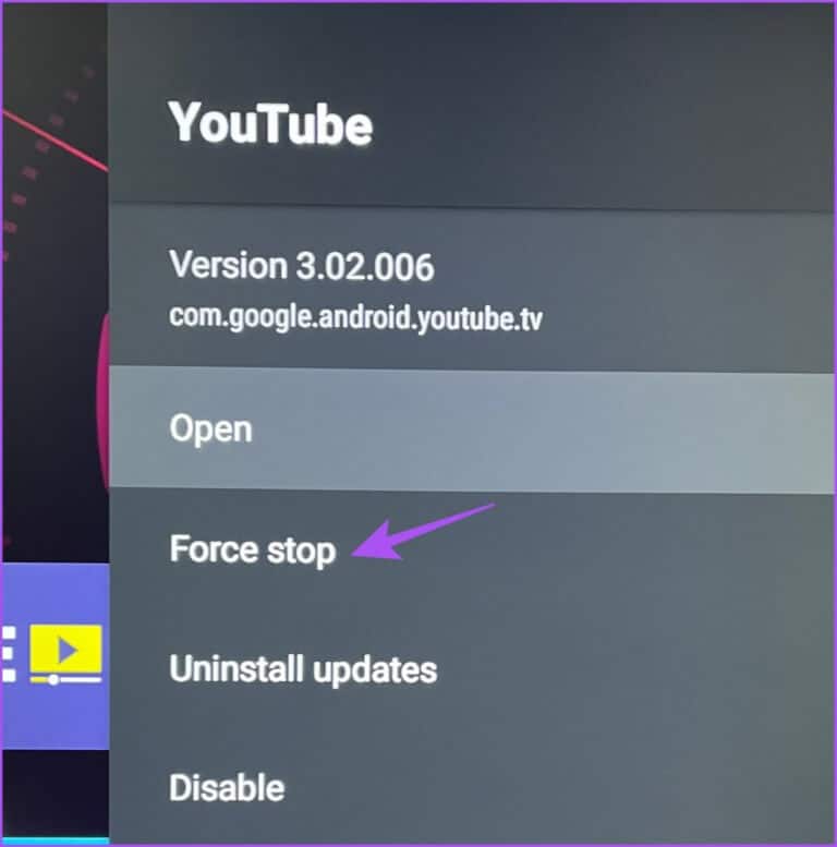 force-stop-youtube-app-android-tv-768x777-1 أفضل 6 إصلاحات لعدم وجود صوت في تطبيق YouTube على Android TV