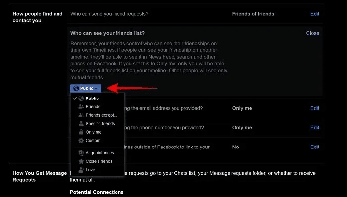 hide-facebook-friends-list-pc-options.jpg كيف تخفي قائمة أصدقائك على Facebook عن الآخرين