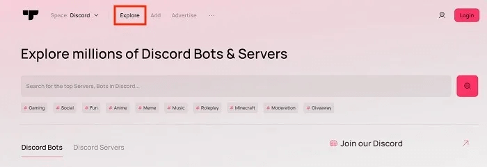 how-to-add-bots-to-your-discord-server-explore-1.jpg كيفية إضافة الروبوتات إلى خادم Discord