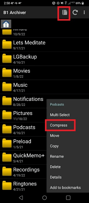 how-to-compress-and-extract-files-on-android-b1-compress.png كيفية ضغط واستخراج الملفات على Android باستخدام ZArchiver