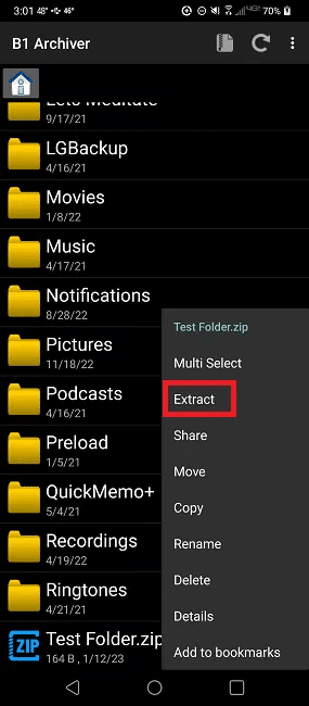 how-to-compress-and-extract-files-on-android-b1-extract.png كيفية ضغط واستخراج الملفات على Android باستخدام ZArchiver
