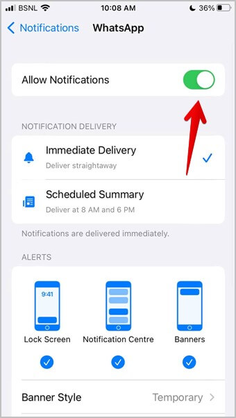 iPhone-app-whatsapp-Notifications كيفية إلغاء كتم صوت الدردشات والحالة والمكالمات على WhatsApp