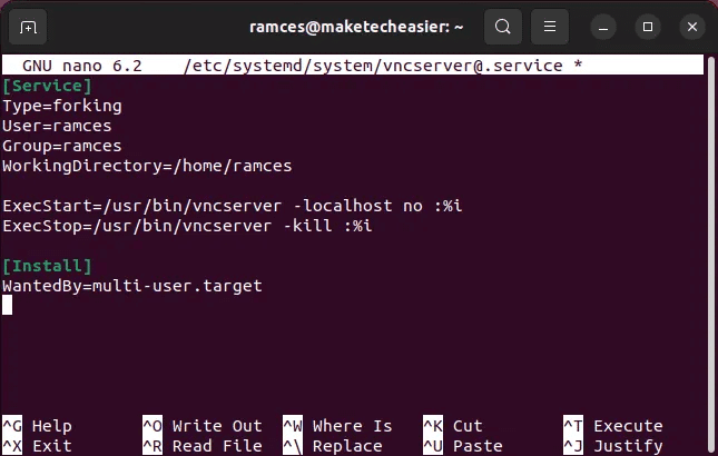 install-vnc-server-ubuntu-15-create-new-systemd-service.png كيفية إعداد خادم VNC في Ubuntu